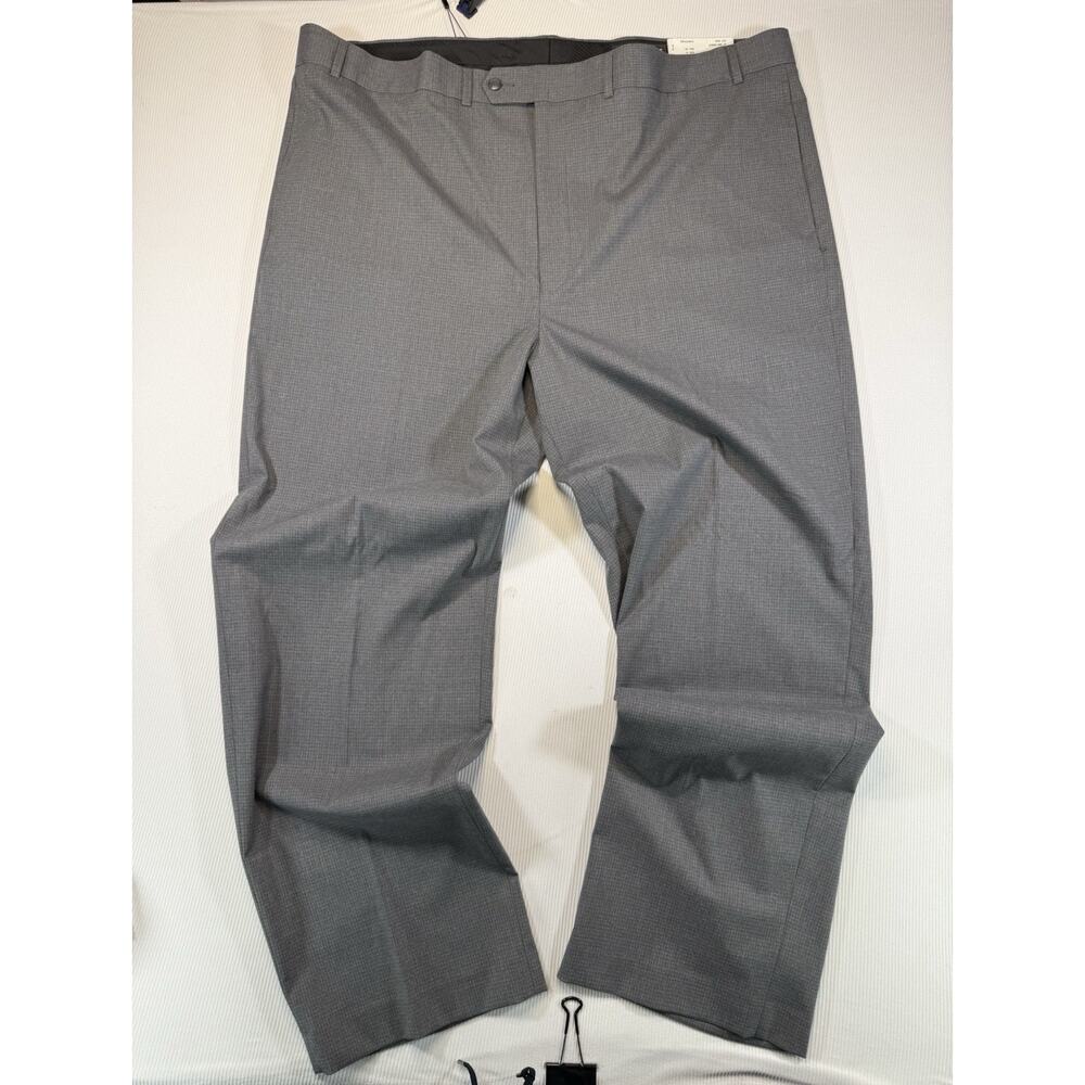 Geoffrey Beene Dress Pants Mens 48x32 Gray Check Stretch Flat Front NWT
